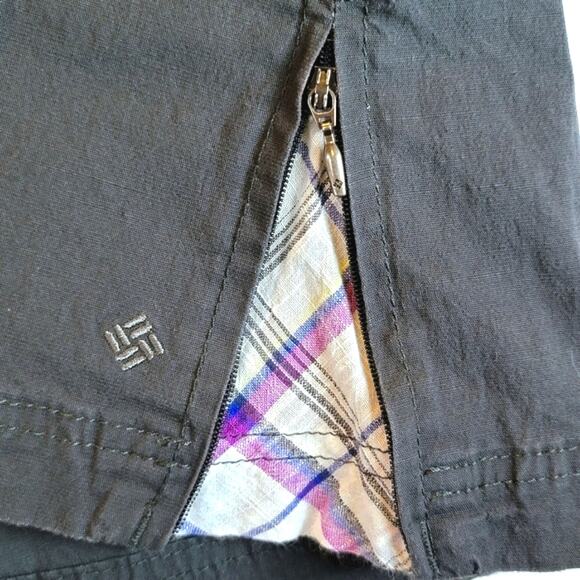 Columbia Mini Skirt Womens Size 10 Plaid Inset Zip Fly Gray Hiking Cargo Pockets - Picture 2 of 14